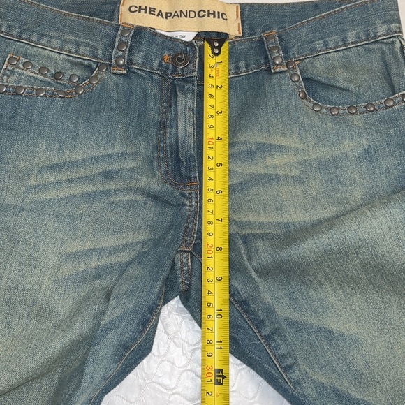 Moschino Cheap and Chic distressed studded cuffed straight blue jeans 10 - Picture 9 of 14